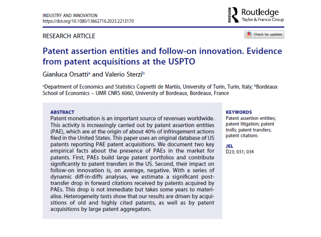 Patent assertion entities and follow-on innovation